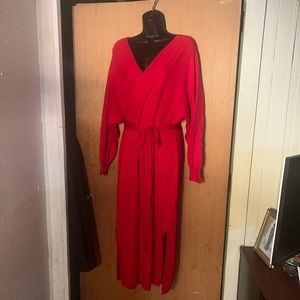 Ladies Wrap Sweater Red Dress